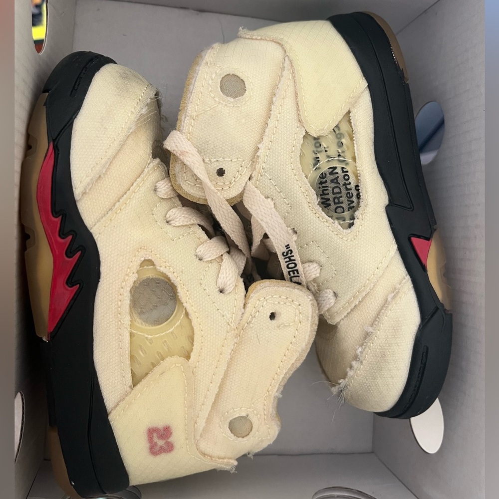 Kids Cream and Red Sneakers